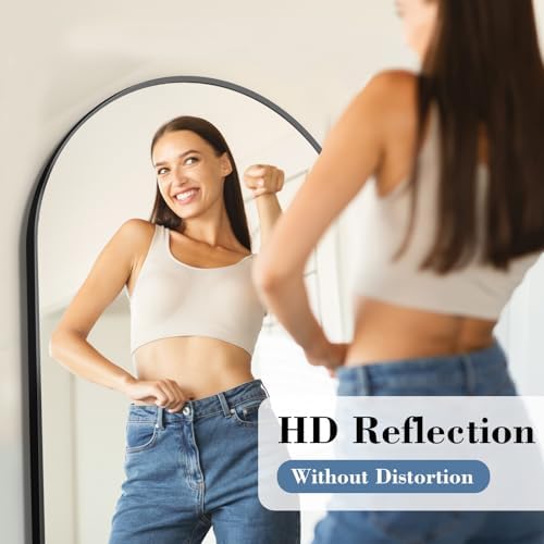 DUMOS 56"x15" Arched Full Length Mirror with Stand, Full Body Floor Mirror - Image 4