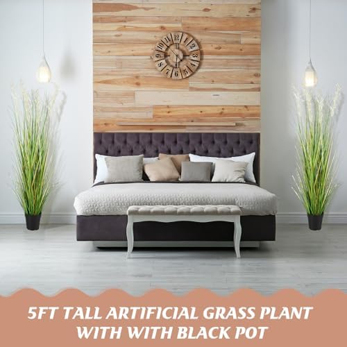 Jexine 4 Pcs 5 ft Tall Artificial Grass Plant Potted Artificial Greenery Floor Plants Faux Pampas Grass Tall in Pot for Housewarming Gift House Garden Bathroom Lobby Outdoor Decoration - Image 4