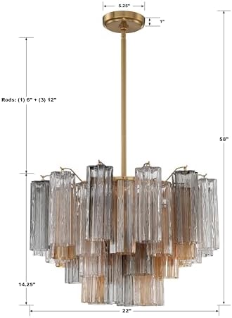 Crystorama Addis 9 Light Aged Brass Chandelier - Image 6
