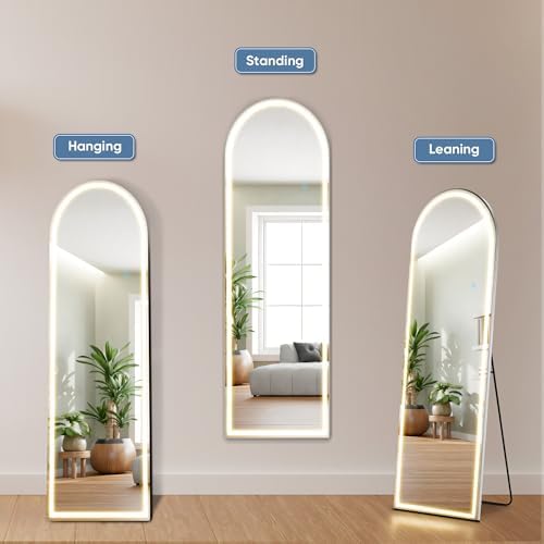 OLIXIS 16"x60" Arched Full Length Mirror with Lights, Body Mirror - Image 4