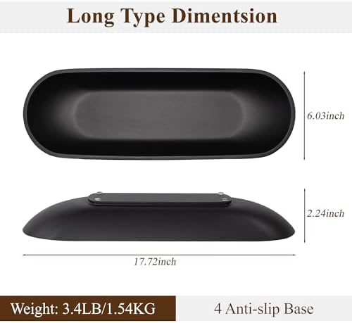 Long Decorative Bowl for Centerpiece, Dough Bowl for home decor 18" Black - Image 3