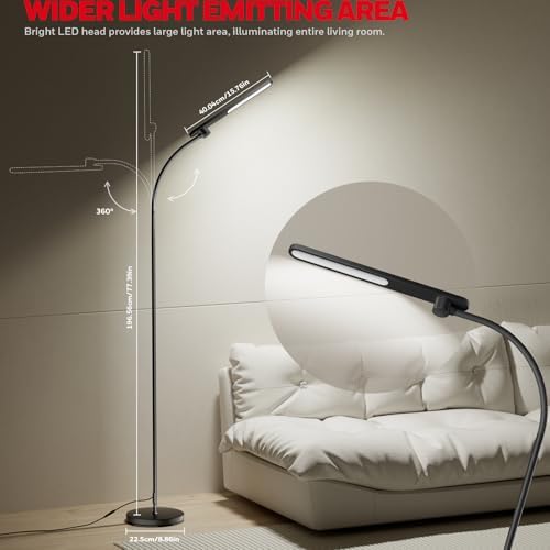 Honeywell LED Floor Lamp Dimmable Gooseneck Reading Living Room Bedroom 77" - Image 3