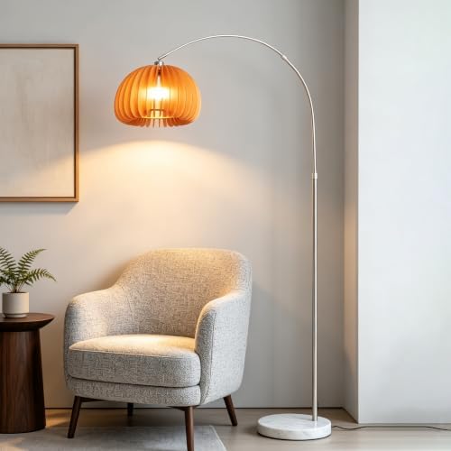 Modern Arc Floor Lamp Adjustable Wood Standing Lamp for Living Room by NINAXUT-Softwarmthforyourdailyrituals