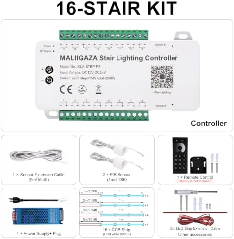 Smart Motion Sensor Stair Lights,16 Step COB Strip Kit with App Remote - Image 7