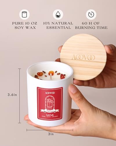 AOOVOO Apple Cinnamon Scented Candles for Women - Aromatherapy Candle with Crystals Inside, 10oz Soy Candles for Home Scented, Birthday Gifts Christmas Candle for Mom Women - Image 6
