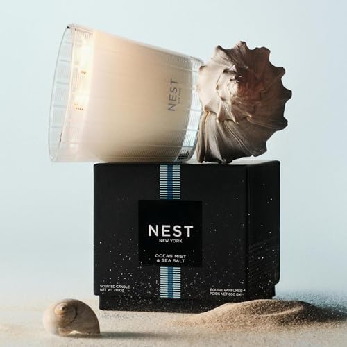 NEST New York Scented 3-Wick Candle, Ocean Mist & Sea Salt - 21.2 oz - Up to 100-Hour Burn Time - Reusable Glass Vessel - Image 3