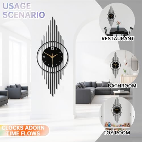 SIN&MI Wall Clock,Decorative Wall Clocks with Silent Quality Quartz Clock Battery Operated,Large Wall Clock for Living Room,Kitchen,Home,Bathroom,Bedroom Wall Decor,11.8x29.5inch,Black - Image 5