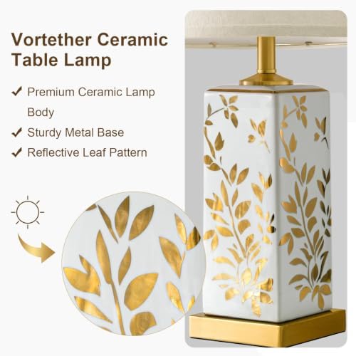 24" Chinoiserie Lamps Set of 2, Ceramic Table Lamps for Bedside - Image 2