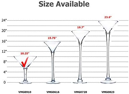 WGV Martini Glass Vase Bulk, Open 9", Height 10.25", Base 5", (Multiple Sizes Choices) Clear Wine Fruit Planter Floral Container, Wedding Centerpieces, Event Home Decor, 4 Pieces (VMG0910) - Image 3