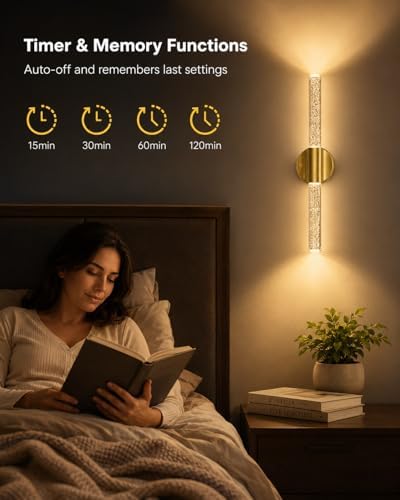Peel and Stick on Wall Sconce set of 2 Wireless Battery Operated Wall Light - Image 5