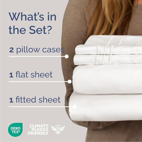 Cal King Size 4 Piece Sheet Set - Breathable & Cooling - Antique White - Image 2
