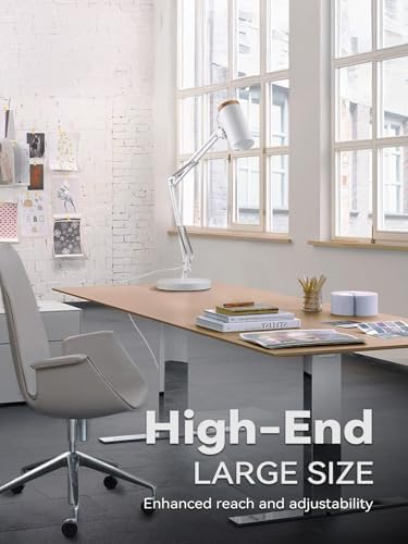 TORCHSTAR Tall Swing Arm Desk Lamp with Wooden Accent, Large Size, White - Image 2