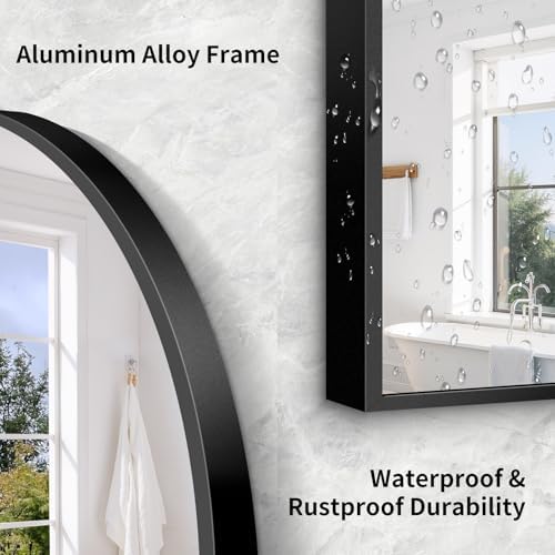 76"x34" Arched Full Length Mirror, Large Floor Mirror with Aluminum Alloy Frame Standing Hanging or Leaning Wall-Mounted Mirror, Vanity Mirror for Living Room and Bedroom,Black - Image 4
