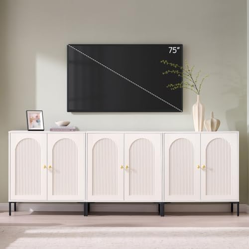 IFBUY 92.63" W Mid Century Modern TV Stands for Living Room, White by IFBUYFarmhouseFurniture