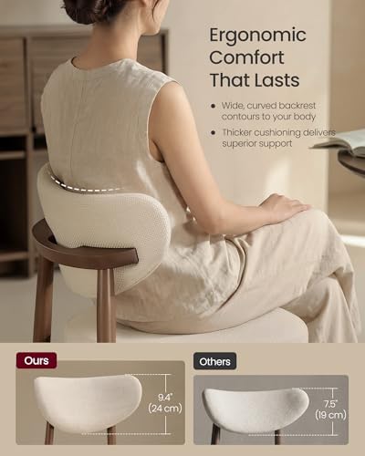VASAGLE Wooden Bar Stools Set of 4, Linen-Look Fabric, Cappuccino Beige - Image 5