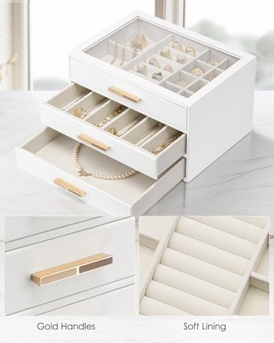 VLANDO Jewelry Box Organizer, 7-Layer Storage Drawers, Glass Window, Modern - Image 5