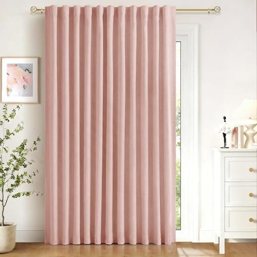 Blush Pink Total Blackout Sliding Door Curtains 96 Inches Long by 100BlackoutShield