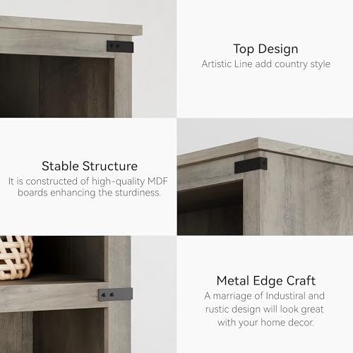 GarveeHome 3 Tier Farmhouse Bookcase, 39.9 in Tall Book Shelf with Storage - Image 6