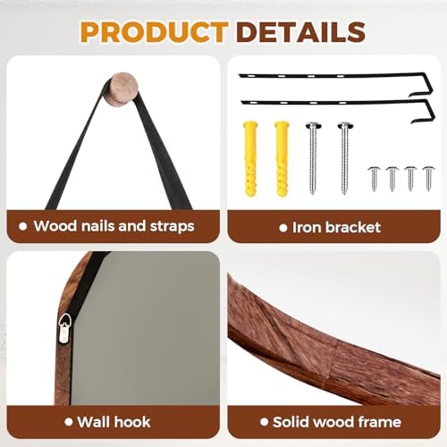 48x16in Oval Full Length Mirror Solid Wood Frame, Brown - Image 2