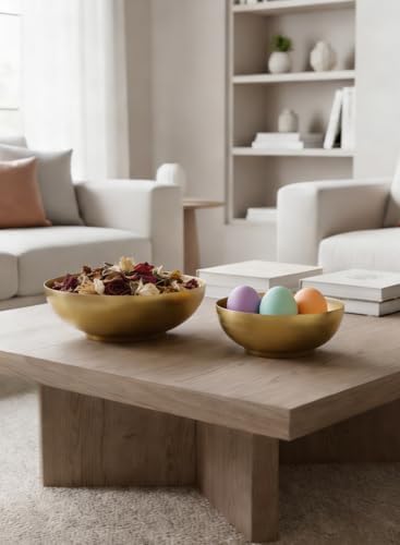 Serene Spaces Living Lightweight Antique Brass Bowl, Table Centerpiece Styling, Elegant Home Accent for Aesthetic Tables, Mantels, and Shelves, Decorative Display, 2.75" Tall & 7.5" Diameter, Pack 6 - Image 4