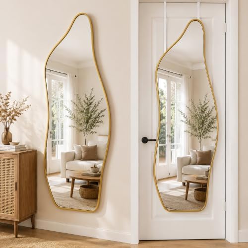 Full Length Door Mirror, 48"x16" Wall Mounted Mirror, Gold - Image 5