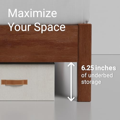 LIFEMENT Twin Bed Frame Signature Wood Platform, Noise Free, Under Bed Storage, No Box Spring Needed, Easy Assembly, Cherry - Image 5