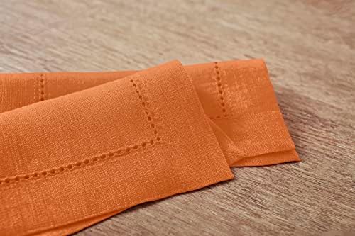 Solino Home 100% Pure Linen Cocktail Napkins Pumpkin, 6 x 6 in, Set of 12 - Image 3