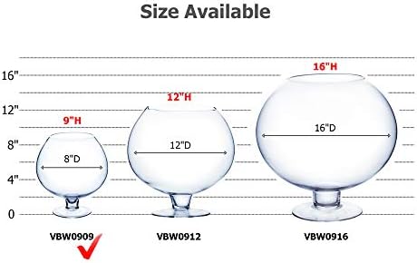 WGV Bowl Glass Vase Bulk, Diameter 8", Height 9", (Multiple Sizes Choices) Clear Floral with Stem, Planter Terrarium Jar for Wedding Event Home Decor, 4 Pieces (VBW0909) - Image 3