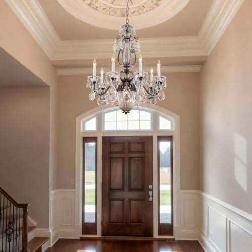 Vintage Dining Room Crystal Chandelier, 8‑Light Brown Candelabra Pendant Ceiling Light Fixture Over Table, Maria Theresa Chandelier for Living Room Bedroom Foyer Hallway Staircase - Image 4