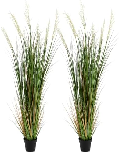 Jexine 2 Pcs 7 ft Tall Artificial Grass Plant Potted Artificial Greenery Floor Plants Faux Pampas Grass Tall in Pot for Housewarming Gift House Garden Bathroom Lobby Outdoor Decoration by Jexine
