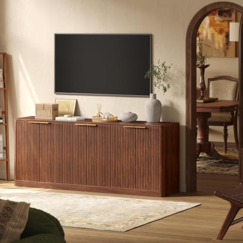 Evermagin 67" Fluted Walnut Buffet Cabinet with Storage - Image 3