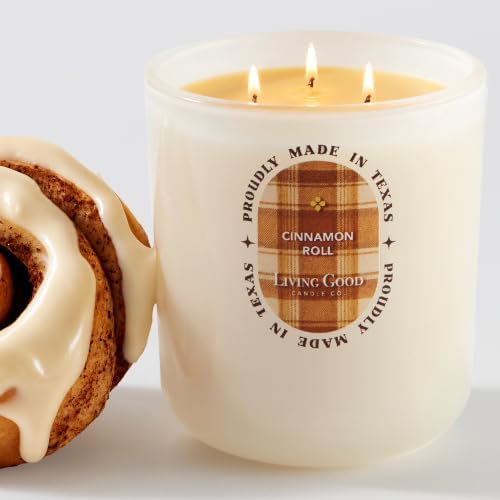 Cinnamon Roll Beeswax Candle, Cinnamon Leaf & Coffee Extract, 90+ Hr Burn by LivingGoodCandleCo