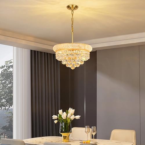 Gold Crystal Chandeliers for Dining Room，4-Lights D15 Inch - Image 2