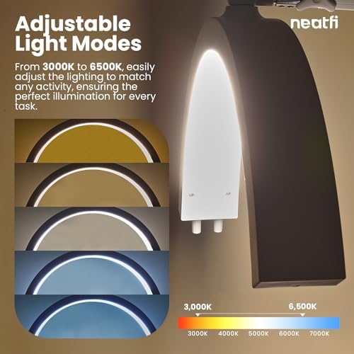 Neatfi Half Moon LED Table Lamp for Estheticians & Nail Techs – 2,500 Lumens | 5 Light Modes | Professional Task Lamp for Facial, Waxing, Threading & Tattoo (White, CCT with Clamp) - Image 3