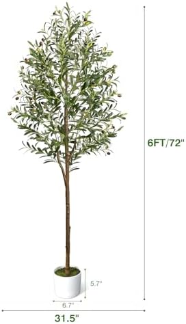 6FT Artificial Olive Tree Indoor Tall Faux with Planter&Basket - Image 4