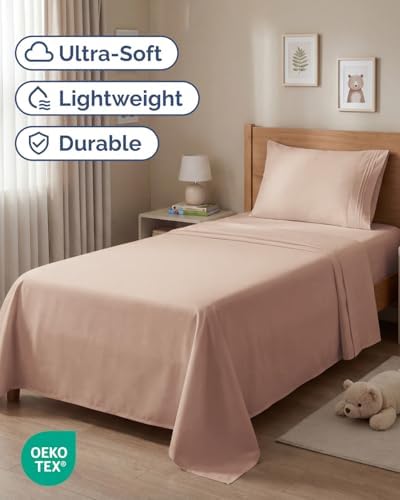 Twin Size 3 Piece Sheet Set - Comfy Breathable & Cooling Sheets - Mauve - Image 2