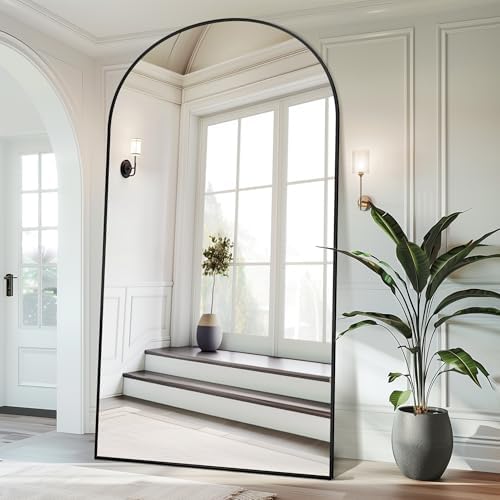 Antok 91" x46” Arched Full Length Mirror, Floor Mirror with Stand, Black - Image 3