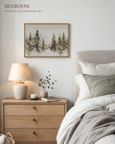 InSimSea Vintage Christmas Winter Framed Wall Art, Forst Pine Tree,12x16In - Image 3