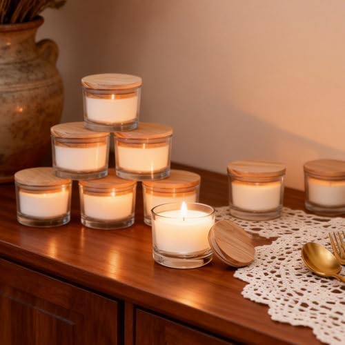Vanilla Scented Candles 24 Pack, 4oz Clear Glass Jar Candle, Natural Soy Wax Aromatherapy Candle for Home Spa & Relaxation, Bulk Candle Set for Gifts & Decor by Veiuwa