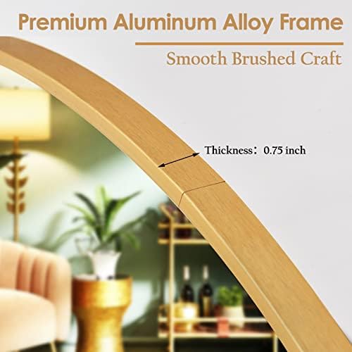 HARRITPURE Round Mirror 35.4" Gold Wall Mounted Circle Mirror with Aluminum Alloy Frame Modern Design for Bathroom, Living Room, Vanity, Bedroom, Entryway - Image 3