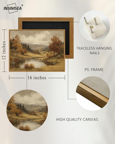 InSimSea Framed Fall Wall Art Decor, Vintage River Landscape Prints,12x16in - Image 5