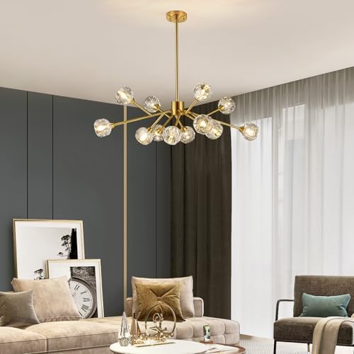 Weesalife Gold Sputnik Chandeliers for Living Room，12 Lights D36'' Inch - Image 4