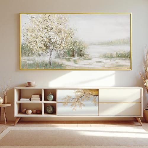 Canvas Wall Art Decor Large Green Wall Art for Living Room Natural Landscape Wall Art Decor Canvas Art Wall Decor Gold Framed Wall Art Prints for Room Bedroom Office Decor 29"X58" - Image 4