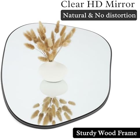 PERFNIQUE Irregular Wall Mirror Asymmetrical Mirror, 40''x26'' Black Mirror for Bathroom Bedroom Living Room Entryway, Decorative Modern Wall Decor, Wall Mounted Mirror (Black, 40" x 26") - Image 2
