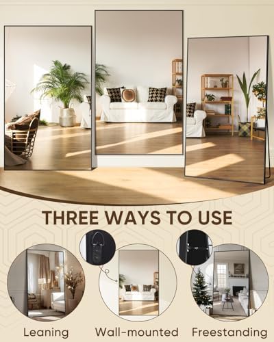 Antok Full Length Mirror, 72"x44" Floor Mirror for Bedroom, Dorm, Black - Image 7