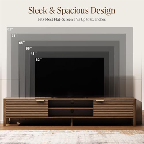 TV Stand for Living Room up to 85 Inch TVs Entertainment Center Walnut 80" - Image 4