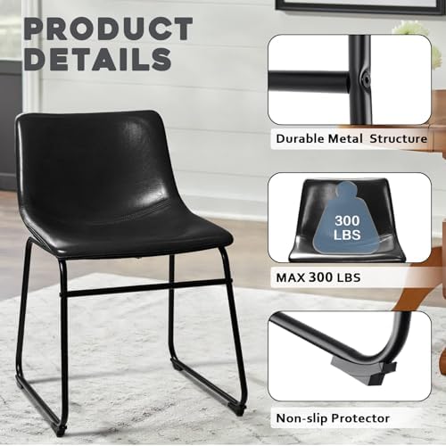 Waleaf Dining Chairs Set of 4, 18" Faux Leather Counter Height Bar Stools - Image 4