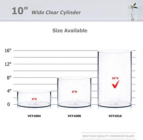 WGV Cylinder Vase, Width 10", Height 16", Clear Wide Large Diameter Flower Glassware, Floral Container, Planter Terrarium for Wedding Party Event, Home Accent Decor, 1 Piece - Image 3