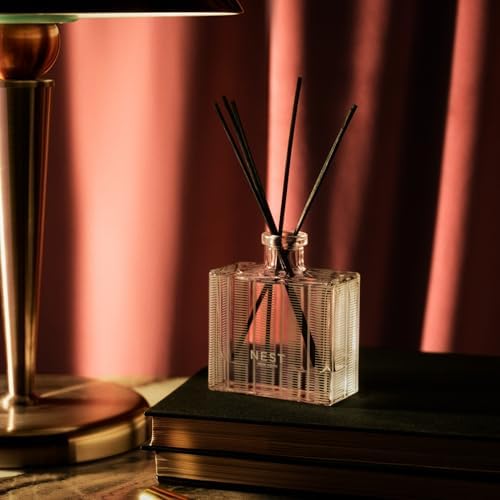 NEST New York Reed Diffuser, Rose Noir & Oud - 5.9 fl oz - Fragrance for Up to 90 Days - Reusable, Refillable Glass Holder - Includes 8 All-Natural Reed Sticks - Flame Free - Image 5