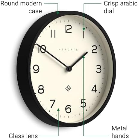 NEWGATE® Number Four Echo wall Clock | Modern Round Clock | 12" | Black | Easy to Read Numbers | Ideal for Kitchen, Living Room or Office - Image 5